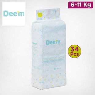 DEEM Baby Tape Diaper Size 3 M (6–11kg) – 34pcs
