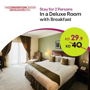 One Night stay in a Deluxe Room including Breakfast at The Convention Center & Royal Suites Hotel– Free Zone