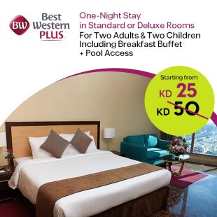 Enjoy One Night in a Satndard or  Deluxe Room including Breakfast for 2 Persons + 2 Kids at Best Western Hotel