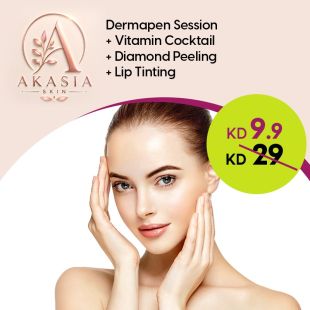 Dermapen Session + Vitamin Cocktail + Diamond Peeling + Lip Tinting from Akasia Skin 