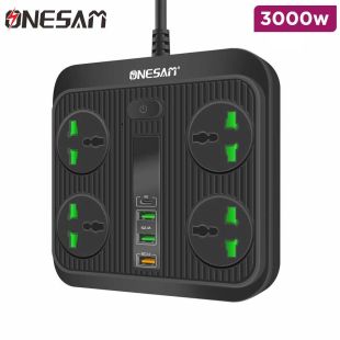 Onesam Universal 3000W Power Extension with 4 AC Ports, 3 USB Ports and 1 PD Port