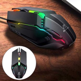 ماوس ألعاب سلكي بإضاءة خلفية LED RGB بدقة 1600 DPI