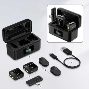 Wireless Lavalier Lapel Microphone with Magnetic Clip