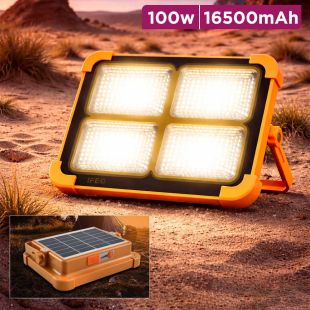100W Portable LED Solar Flood Light and 16500mAh Power Bank