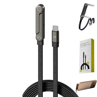2-in-1 Fast Charging Type-C Cable 1.5m with Foldable Phone Stand 240W