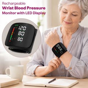 Rechargeable Wrist Blood Pressure Monitor with LED Display