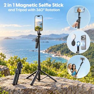 2 in 1 Magnetic Selfie Stick and Tripod with 360° Rotation - Sheeel Kuwait