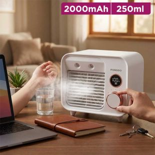 Desktop Mist Air Cooler 250ml with 2000mAh Battery by Porodo