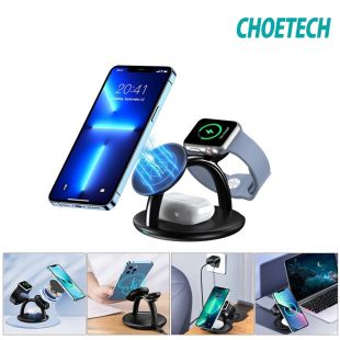 قاعدة شحن مغناطيسي 3 في 1 لأجهزة iPhone + Airpods + iWatch من Choetech