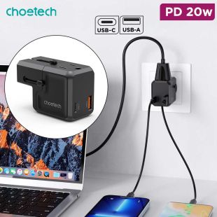 PD20W Travel Wall Charger with USB-C and USB-A Ports  by Choetech