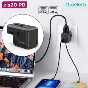 شاحن حائط PD بقوة 20 واط مع منفذ USB-C ومنفذ USB-A من Choetech