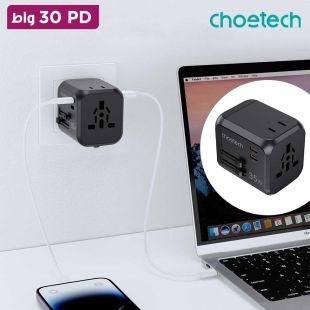 شاحن حائط PD بقوة 35 واط مع 3 منافذ USB-A ومنفذين USB-C من Choetech