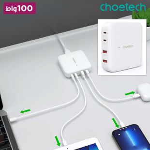 شاحن 4 منافذ Choetech GaN بقوة 100 واط UK
