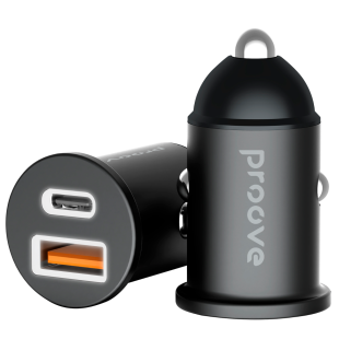 شاحن سيارة سريع 30 واط بمنفذين USB وType-C من Proove