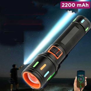 Aluminum Flashlight with Zoom and 2200mAh Battery