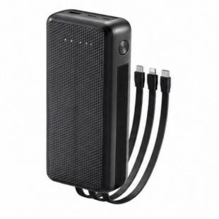 Solar Powered 20000mAh Power Bank with 4 Built-In Cables and Integrated Solar Panel V25
