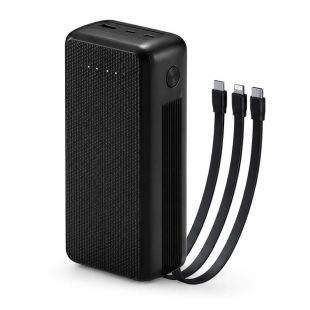 Solar Powered 30000mAh Power Bank with 4 Built-In Cables and Integrated Solar Panel V28