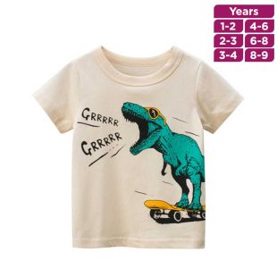 Dinosaur Design Apricot T-Shirt For Boys