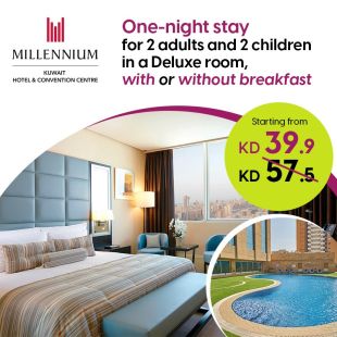 Enjoy 1-Night Stay in Deluxe Room for 2 Adults + 2 Kids at Millennium Hotel & Convention Center