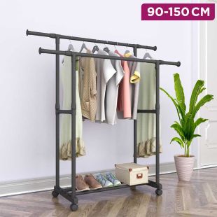 Double Adjustable Clothes Rail 90 to 150cm