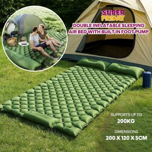 Double Inflatable Sleeping Air Bed with Built in Foot Pump