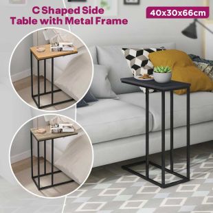 C Shaped Side Table with Metal Frame 40 x 30 x 66 cm