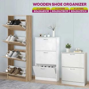 Wooden Shoe Organizer (2, 3 or 4 Layers)