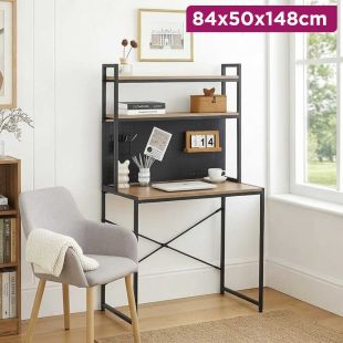 Wooden Table with 2 Tiers and Metal Frame