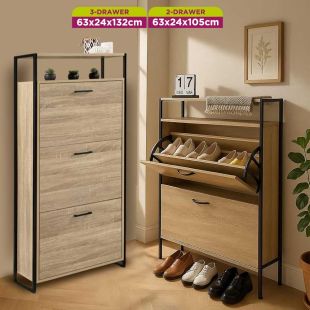 Multi Drawer Wooden Shoe Organizer
