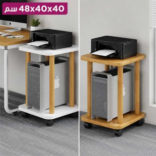 طاولة جانبية متعددة الاستخدام بطبقتين وعجلات 40×40×48 سم