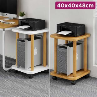 Multi-Purpose Side Table with Double-Layer Storage and Wheels 40×40×48 cm