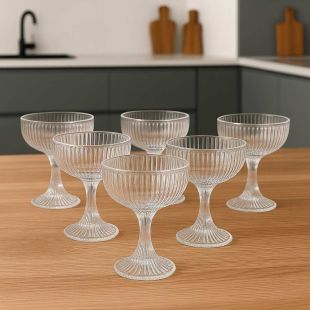 طقم أكواب آيس كريم زجاجية طويلة 300 مل 6 قطع