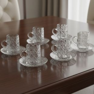 طقم استكانة شاي وقهوة زجاج 120مل 12 قطعة