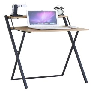 طاولة من خشب أوك وإطار معدني قابلة للطي