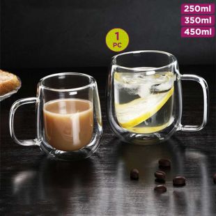 Durable Double-layer Glass Cup - 1Pcs