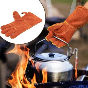 Durable Heat-Resistant Cowhide BBQ Gloves