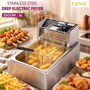 6L Stainless Steel Deep Electric Fryer 2500W by Denx