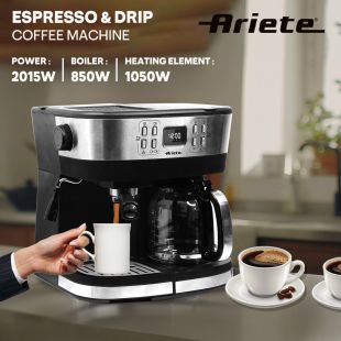 2 in 1 Digital 20 Bar Espresso and Drip Coffee Machine by Ariete