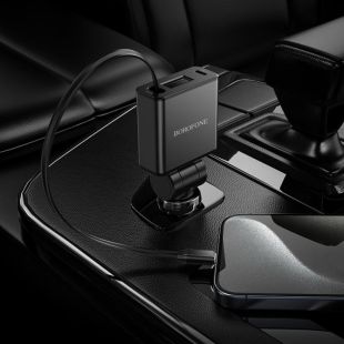 شاحن سيارة منفذ USB-C شحن PD بقوة 60 واط مع كيبل قابل للسحب من Borofone