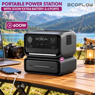 EcoFlow 600W Portable Power Station with 300W Extra Battery and 6 Ports - Sheeel Kuwait Deals