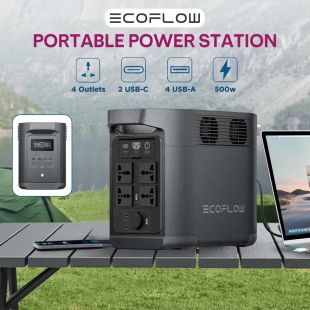 Portable Power Station 500W with 4 USB-A, 2 USB-C Ports and 4 AC Outlets by Ecoflow