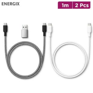 EnerGix Q8 Cable Lite USB-C to USB-C Cable 1m + Q8 Cable USB-C to USB-C Cable 1m + USB C to USB A Converter