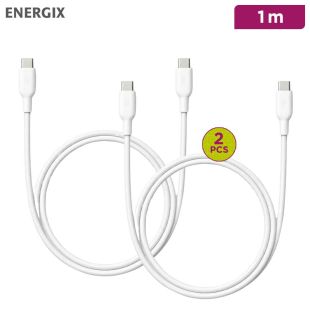 EnerGix Q8 Cable Lite USB-C to USB-C Cable 1m - Pack of 2
