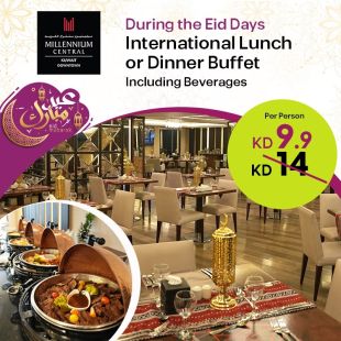 Enjoy Tasty International Lunch or Dinner Buffet at Millennium central- Kuwait City