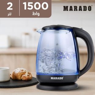 غلاية ماء زجاج كهربائية 1500 واط 2 لتر من Marado