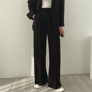 Elegant Classic Autumn Trousers With High Waist and Loose Fit For Women