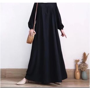 فستان طويل أنيق بأكمام طويلة وسحاب أمامي