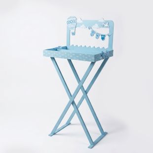 Elegant Wooden Baby Boy Shower Tray with Stand