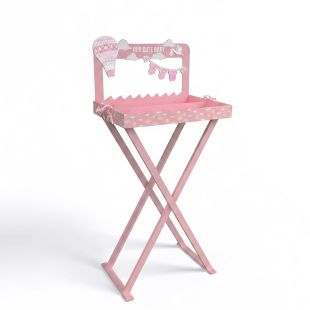 Elegant Wooden Baby Girl Shower Tray with Stand