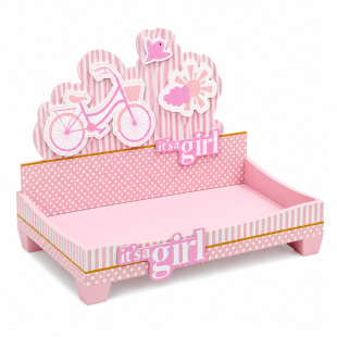Elegant Wooden Bicycle and Cloud Design Baby Girl Shower Tray